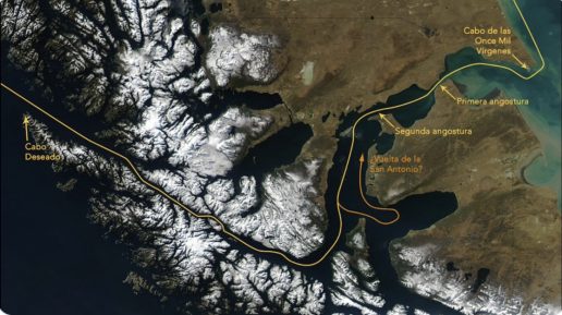 Trayectoria en el estrecho de la expedición Magallanes