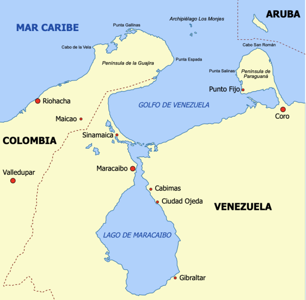 Situación de la ciudad de Maracaibo a la entrada del lago