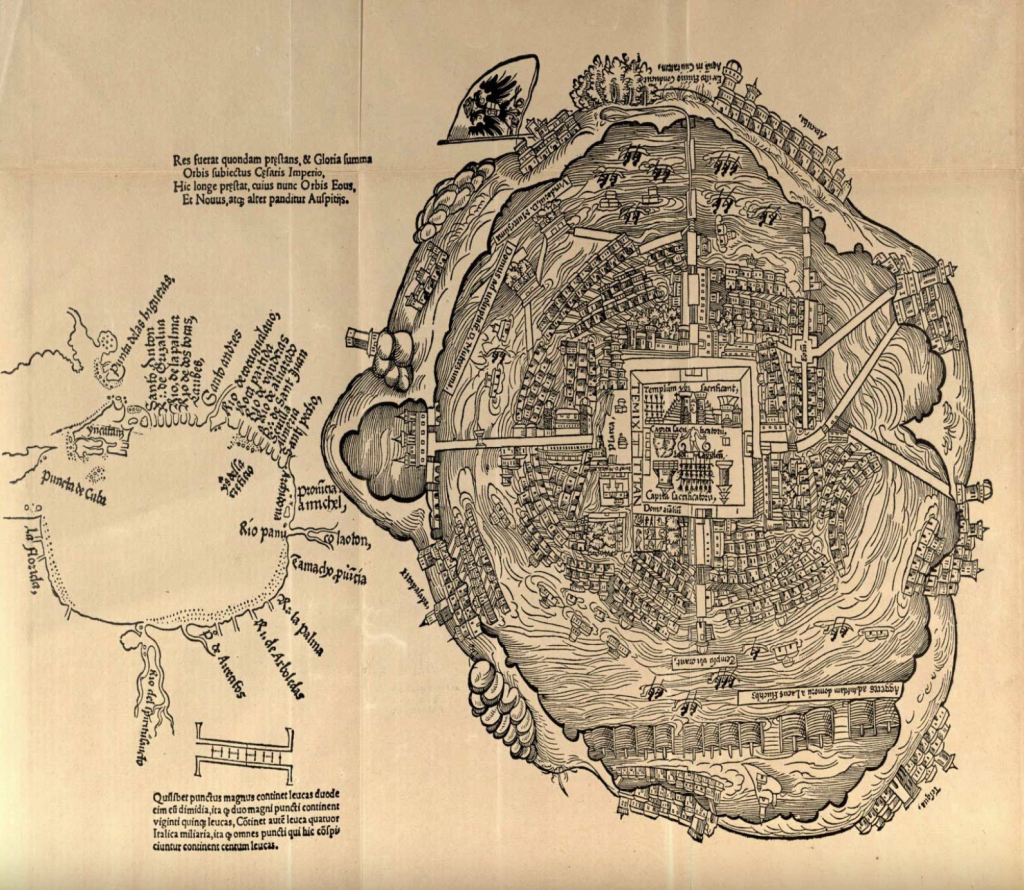 Plano de Tenochtitlan, atribuido a Hernán Cortés. -1524-