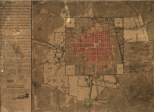Plano de la Ciudad de México y sus alrededores -Alonso García Bravo en 1521-